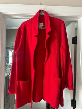 Rachel Zoe Bright Red Open-Front Coatigan